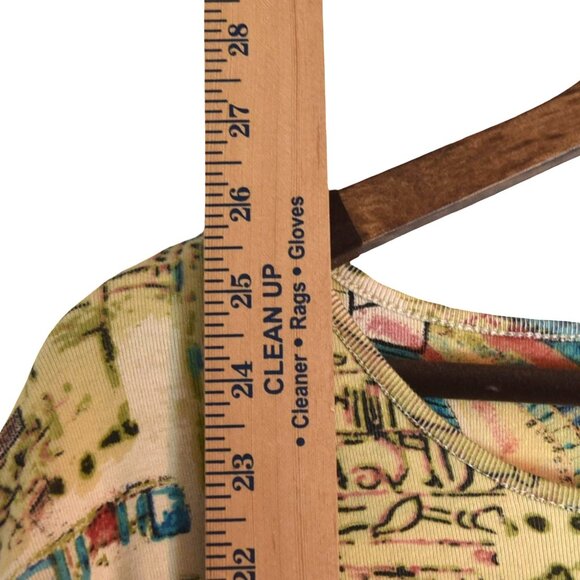 Chico’s Size 3 Egyptian Print Long Sleeve Top 100% Cotton Artsy Graphic Blouse - Picture 5 of 6